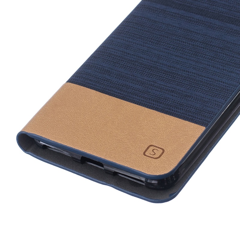 เคส Huawei Y5II #เคสฝาพับ การออกแบบสองสีที่มีผิวผ้าลินิน