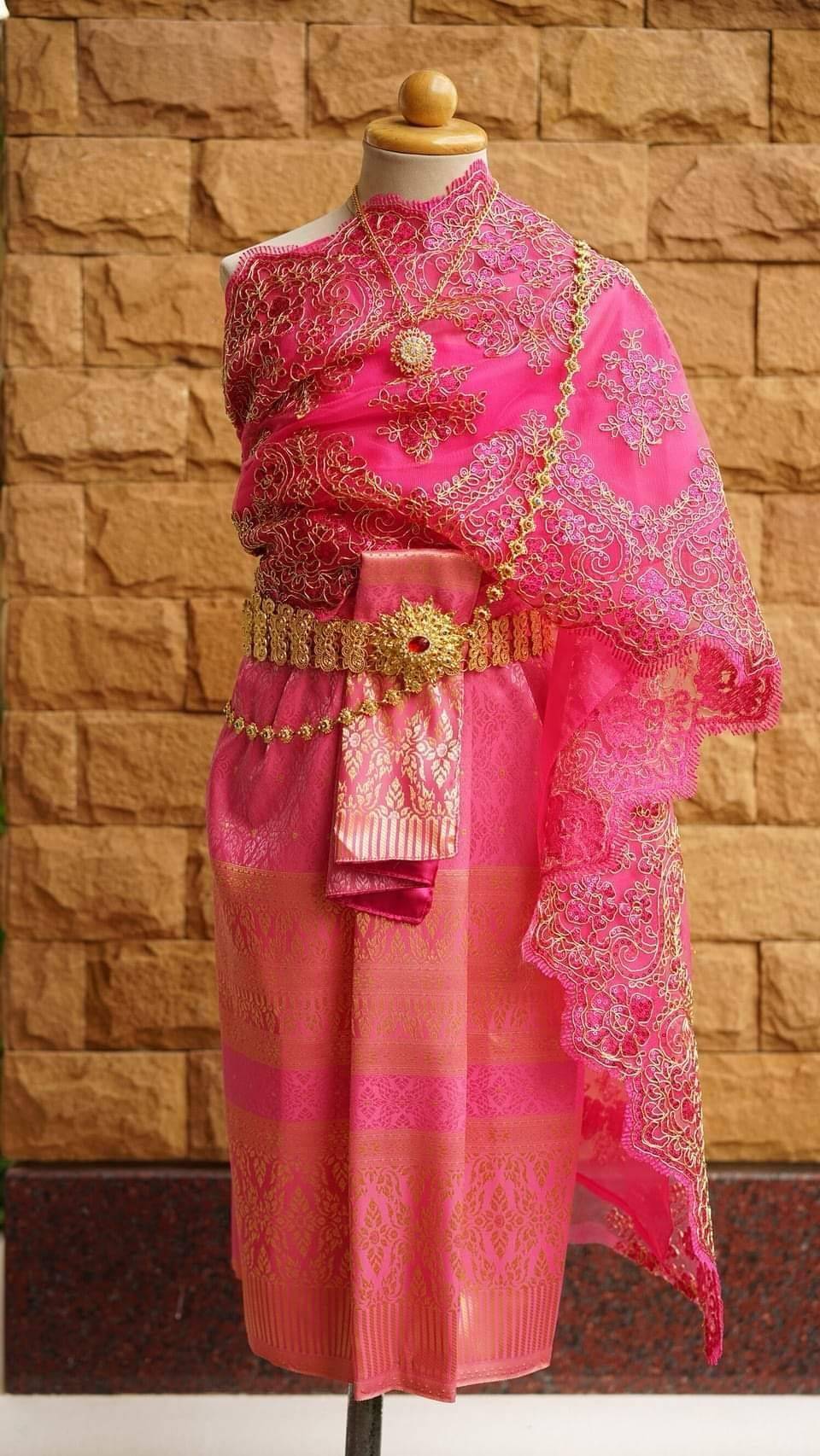 ชุดไทยเด็ก สไบลูกไม้