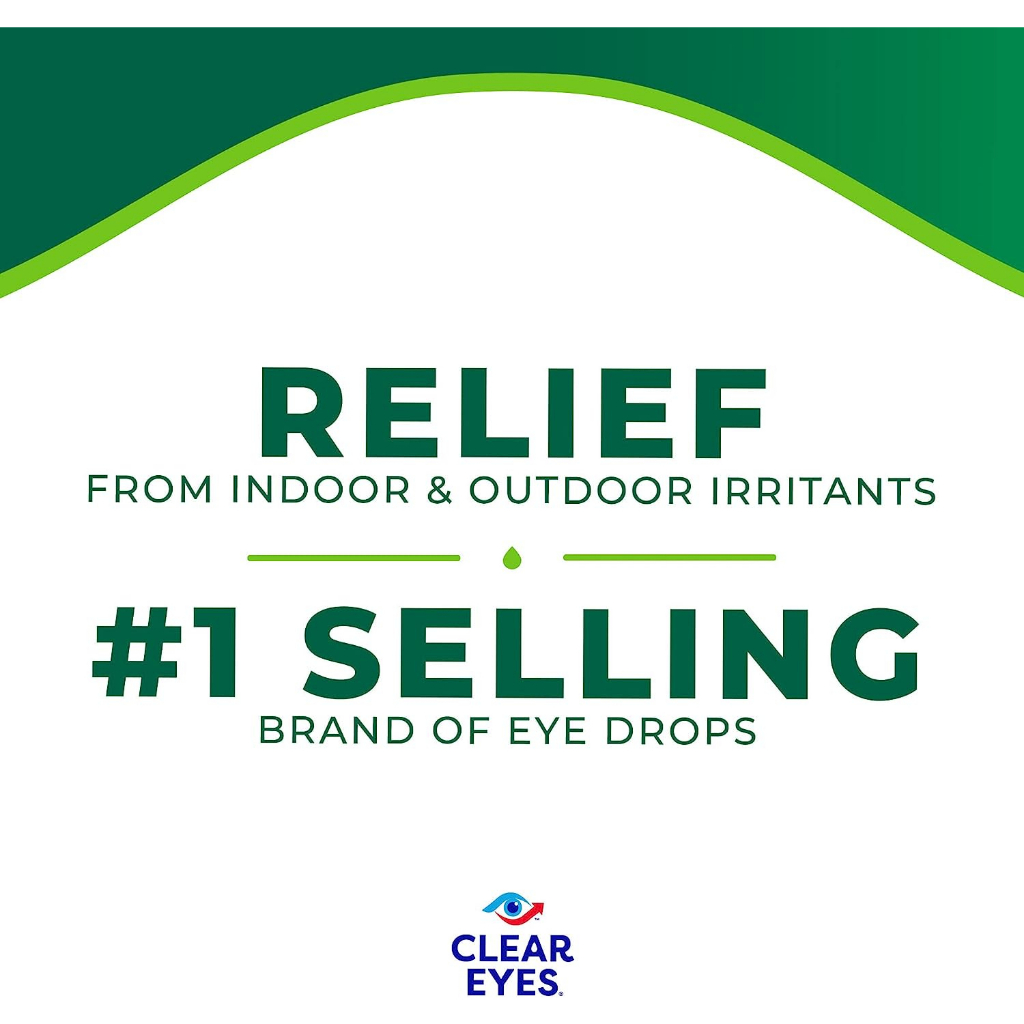 70% Sale!!! EXP.09/25Clear Eyes® Eyedrops for Relieves Redness, Itching and Irritation ผลิตภัณฑ์หยอดตา น้ำยาหยอดตา