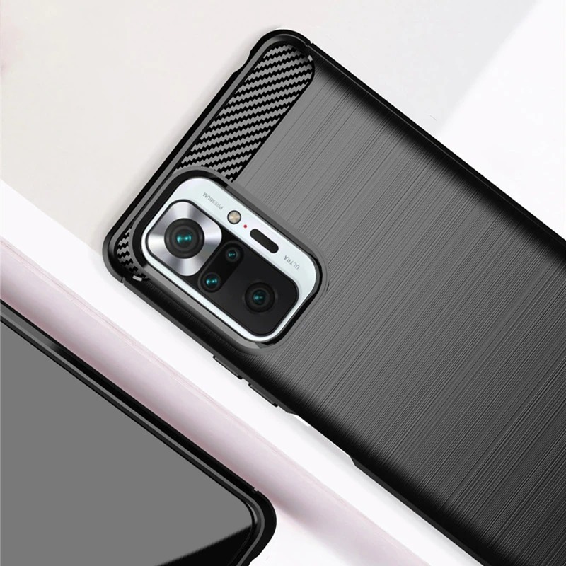 เคส Redmi Note 10S #เคสฝาหลังตกแต่งคาร์บอนไฟเบอร์ ผิวขัดแปรง Brushered TPU Back Case