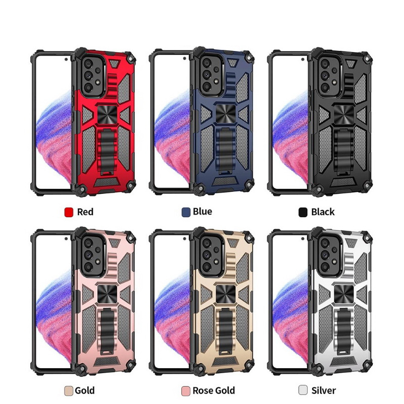 เคส Samsung Galaxy A21s #เคสฝาหลังพลาสติกแข็ง ไฮบริด TPU + Kickstand