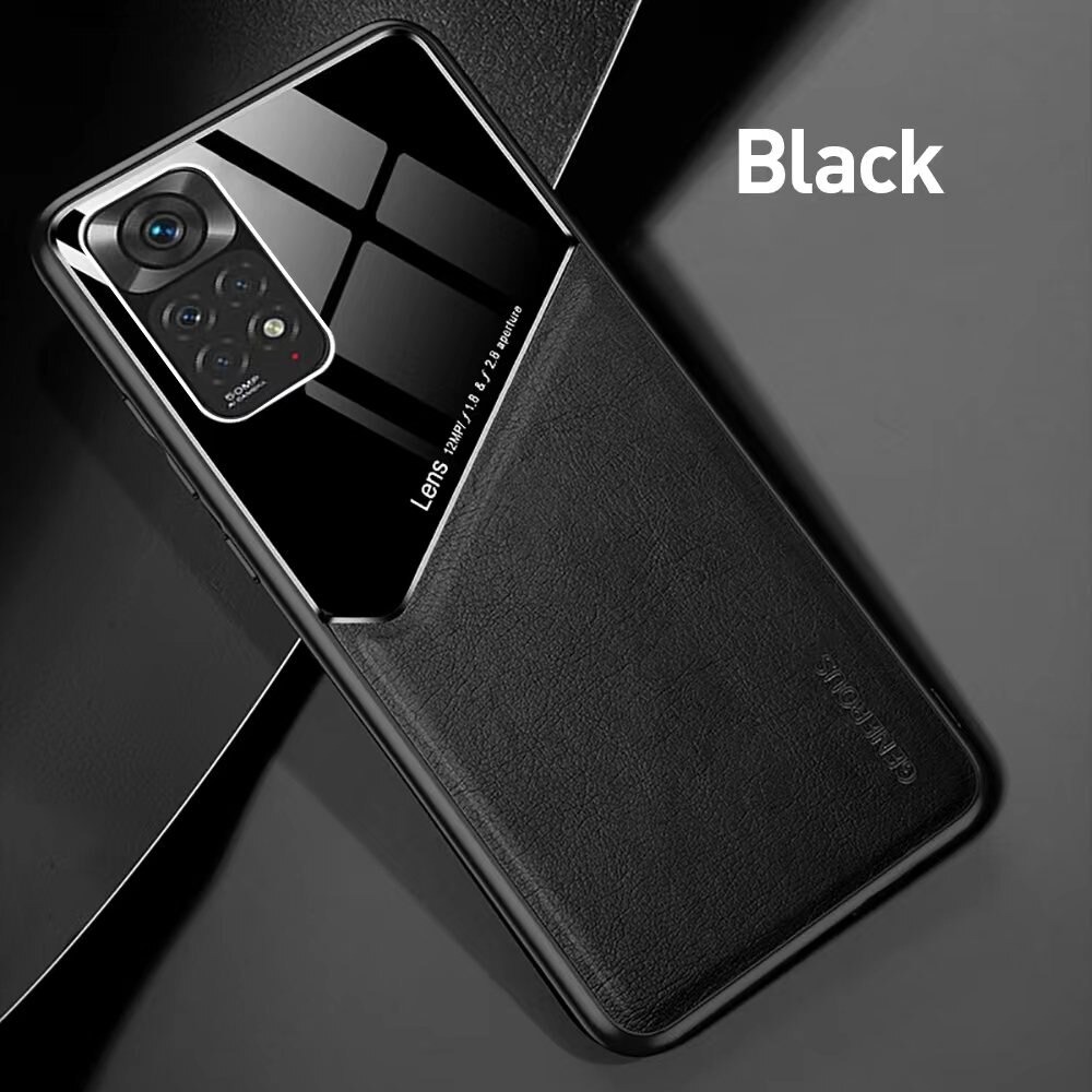 เคส Redmi Note 11 / Redmi Note 11S#เคสฝาหลังไฮบริด PU +TPU + glass สีทูโทน Shockproof Leather Mirror Glass Silicone Phone Back Cover