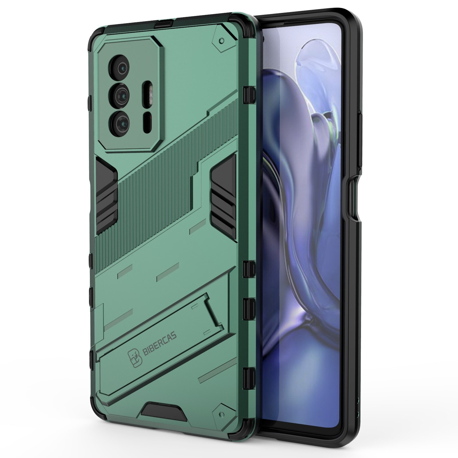 เคส Xiaomi 11T / 11T Pro#เคสฝาหลังพลาสติก ไฮบริด TPU + Kickstand