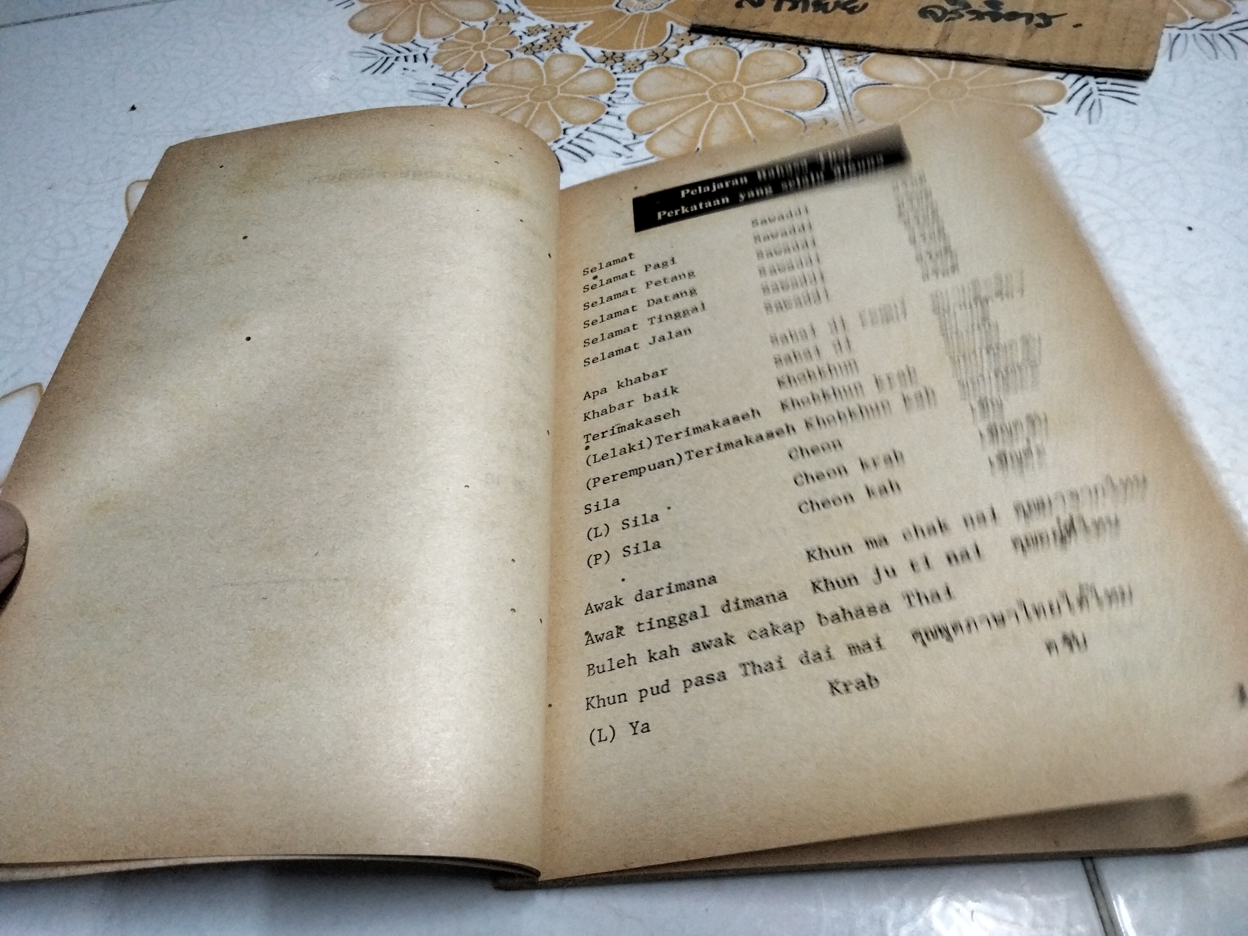 คู่มือเรียนพูดภาษามลายูกลาง, ภาษามลายูท้องถิ่น และภาษาอังกฤษาประจำวัน PANDUAN BELAJAR BAHASA THAI ผู้เขียน Mak Oleh, Dr. (มาค โอเลห์, ดร.)