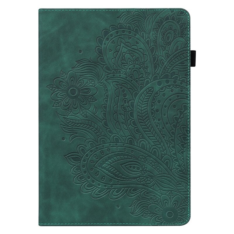 เคส Samsung Galaxy Tab S6 Lite 10.4 SM-P610 P615 P617 #เคสแบบฝาพับหนัง PU พิมพ์ลาย 3D Flower Embossed Tablet Flip Stand Soft TPU Back
