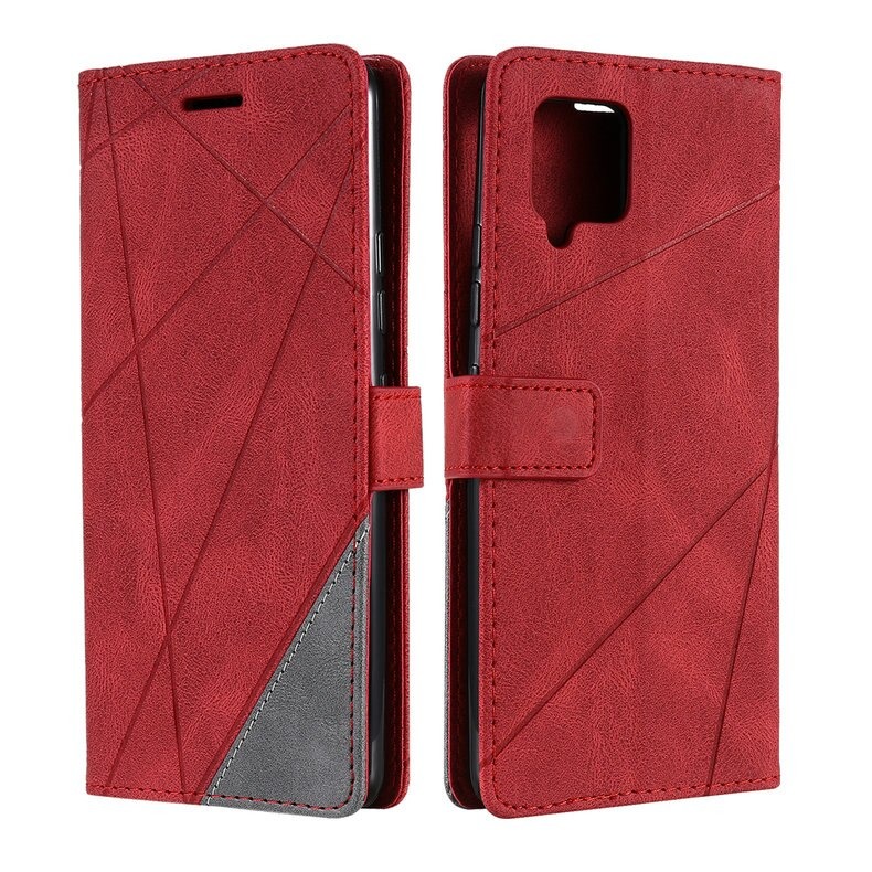 Case Samsung Galaxy A42 5G #เคสฝาพับหนัง PU มีช่องเสียบบัตรอื่นๆในตัว Geometric Pattern Leather Card Holder Protective