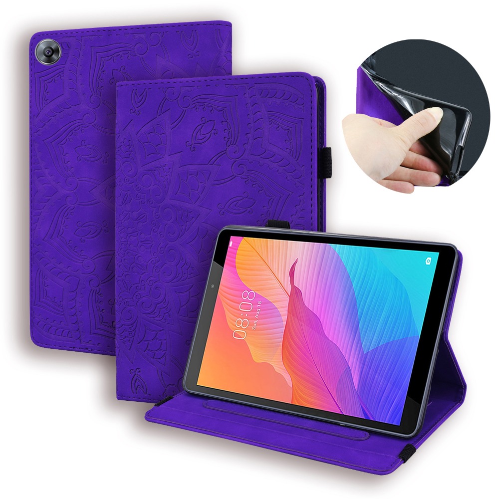 Case Huawei MatePad T8 8 นิ้ว #เคสฝาพับหนัง PU พิมพ์ลายนูน Embossed Leather Flip Wallet Case Cover