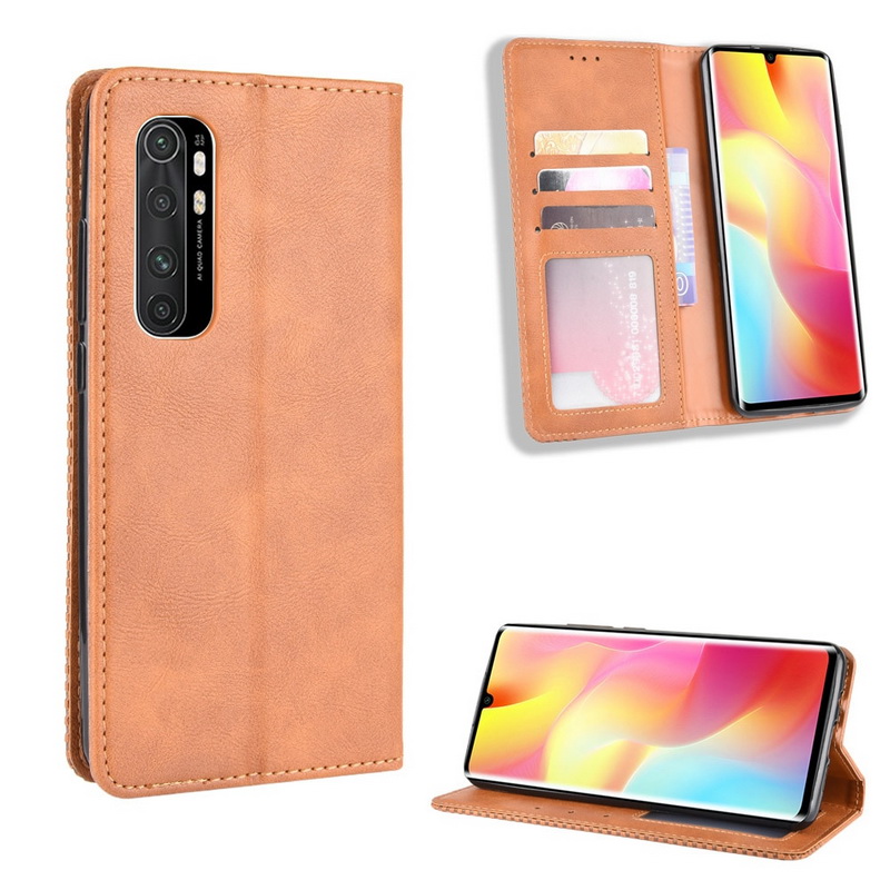 เคส Xiaomi Mi Note 10 Lite #เคสฝาพับปกหนังสไตล์วินเทจดูดซับอัตโนมัติแบบกระเป๋าสตางค์