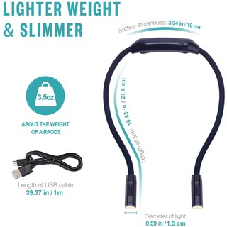 Vekkia® Rechargeable 2 LED Neck Book Light ไฟ LED แบบคล้องคอ แบบชาร์จได้ ใส่วิ่งได้ ไฟฉาย ไฟอ่านหนังสือ