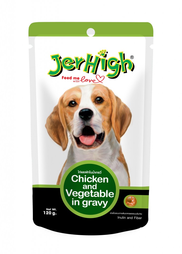 Jerhigh(เจอร์ไฮน์) เปียกแบบซอง รสไก่และผักน้ำเกรวี