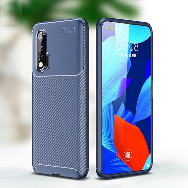 เคส Huawei Nova 6 #เคสฝาหลังนิ่ม Carbon Fiber Anti-drop TPU Protection