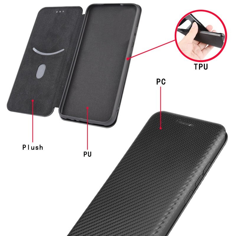 เคส OPPO Reno 4 4G #เคสฝาพับลายคาร์บอนไฟเบอร์มีช่องใส่การ์ด Carbon Fiber Wallet Card Slot Magnet Stand Phone Cover