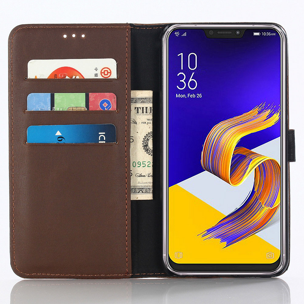 Case Asus Zenfone 5 ZE620KL / Zenfone 5Z ZS620KL #เคสฝาพับหนัง PU แบบกระเป๋าสตางค์สไตล์ย้อนยุค