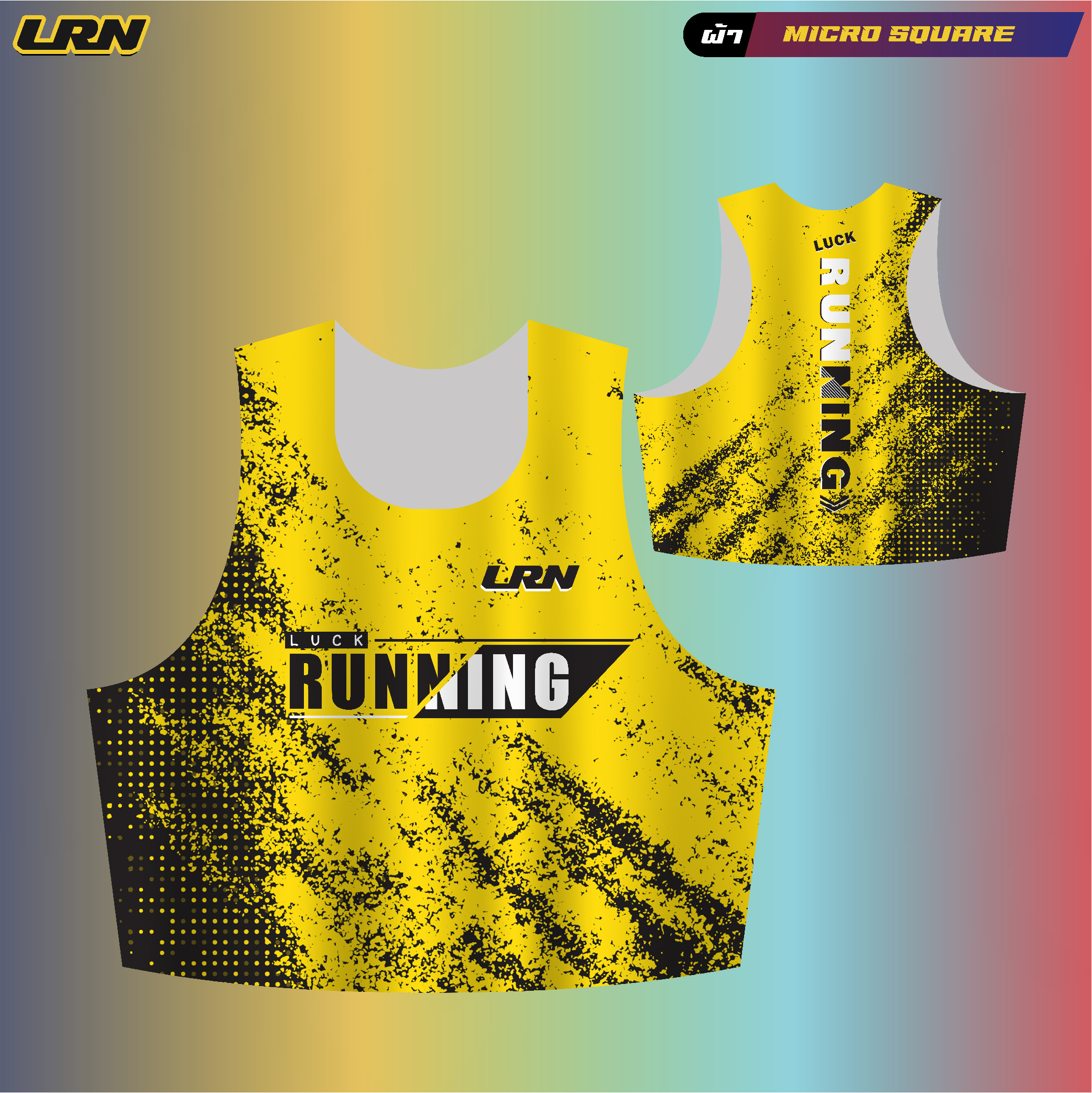 เสื้อวิ่งพิมพ์ลาย LRN เนื้อผ้า Micro square สำหรับวิ่งมาราธอน (MS08_1)