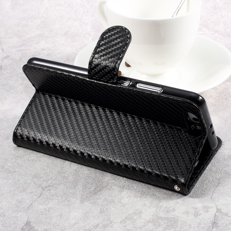 Case Huawei P10 Plus #เคสหนังคาร์บอนไฟเบอร์ ฝาพับมีช่องใส่นามบัตร