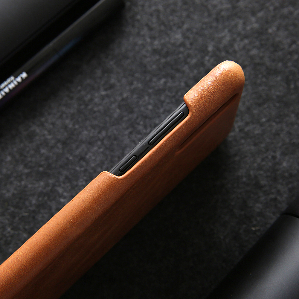 Case Huawei P20 Pro #เคสฝาหลังหุ้มหนังแท้ Retro Genuine Leather Coated Hard PC Case