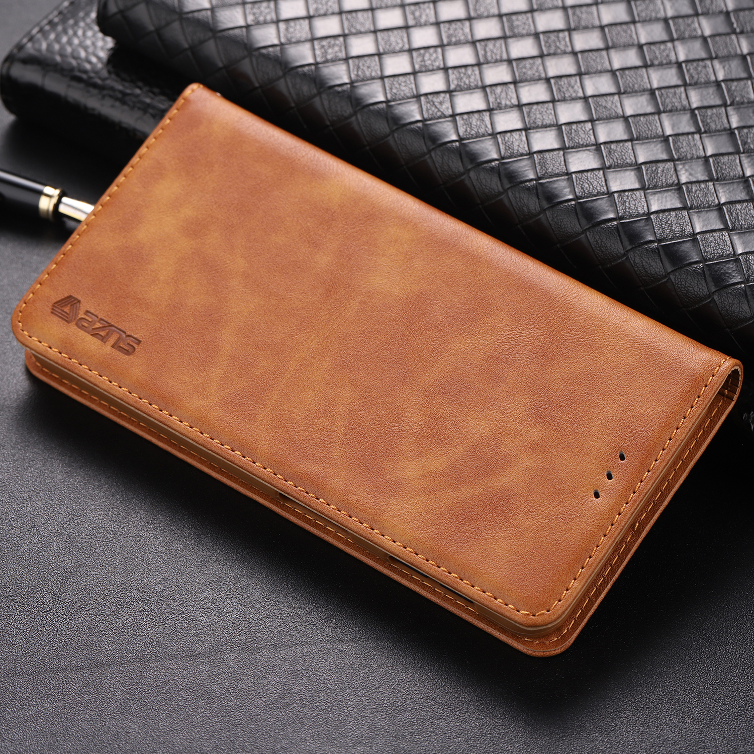 Case Samsung Galaxy A10 #เคสฝาพับ AZNS หนัง PU สไตล์ Retro