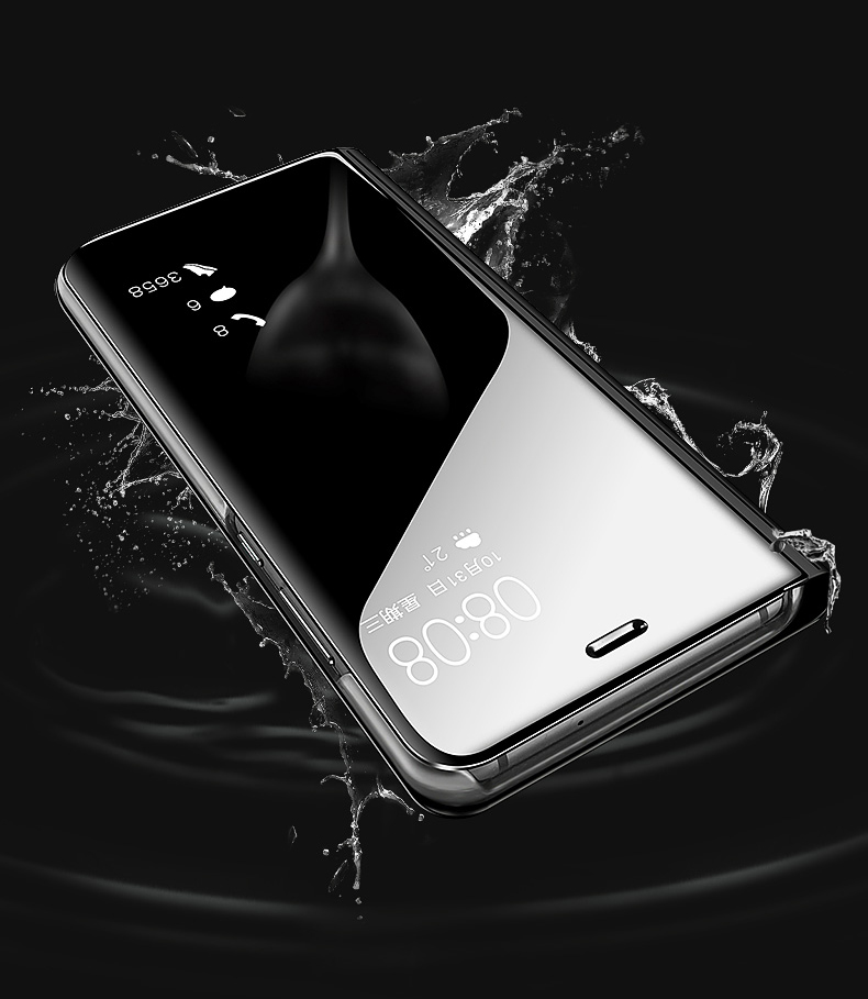 เคส OPPO F11 #เคสฝาพับปกโปร่งแสงผิวเงา Electroplating Mirror Surface Window View