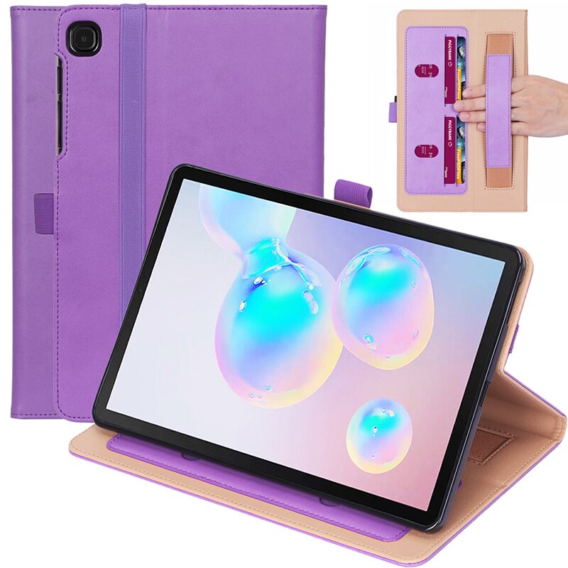 เคส Samsung Galaxy Tab S6 Lite 10.4 SM-P610 P615 P617 #เคสฝาพับหนัง PU มีที่สวมนิ้ว Card Holder Stand PU Leather Smart Case