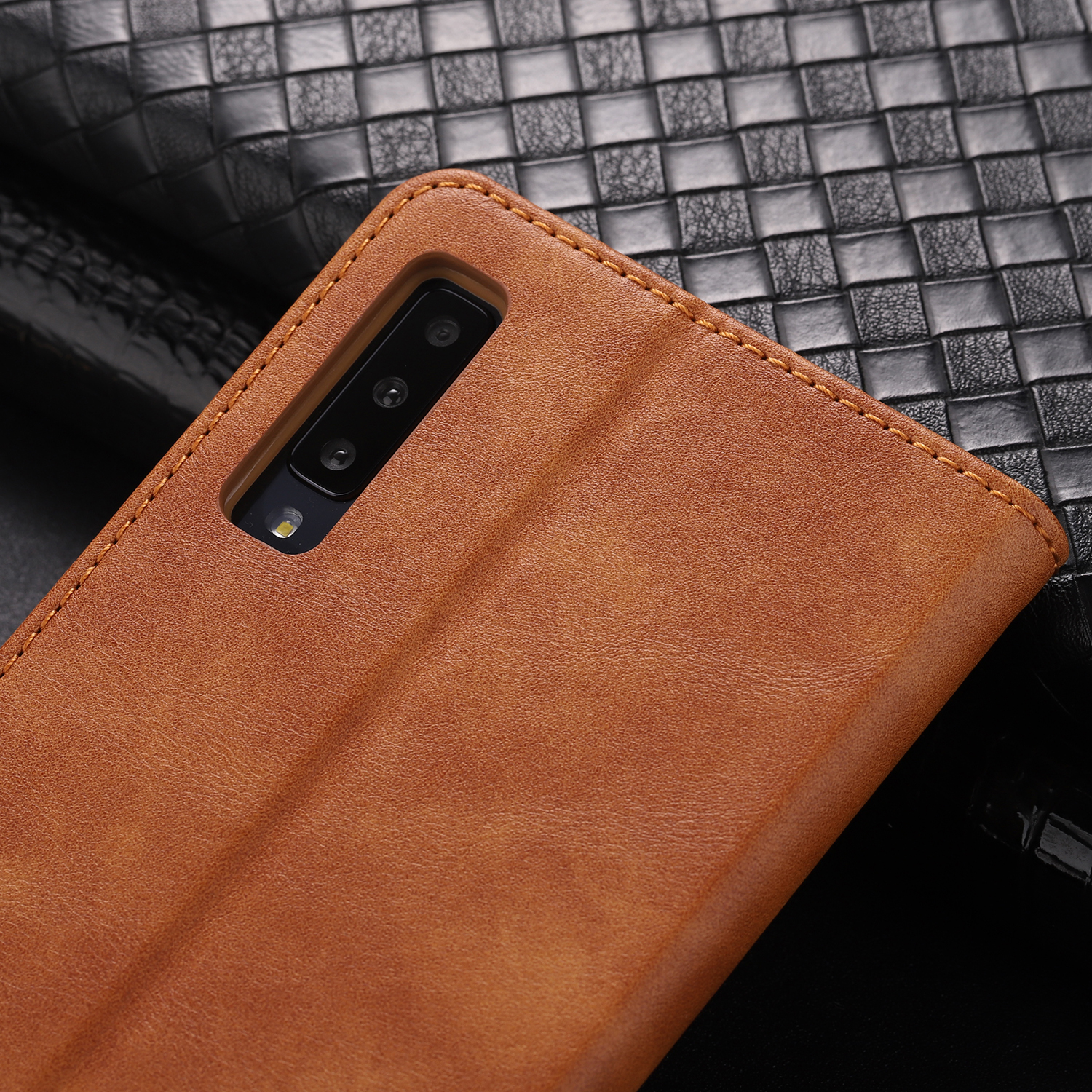 Case Samsung Galaxy A7 (2018) #เคสฝาพับ AZNS หนัง PU สไตล์ Retro เคสคุณภาพดีราคาถูก