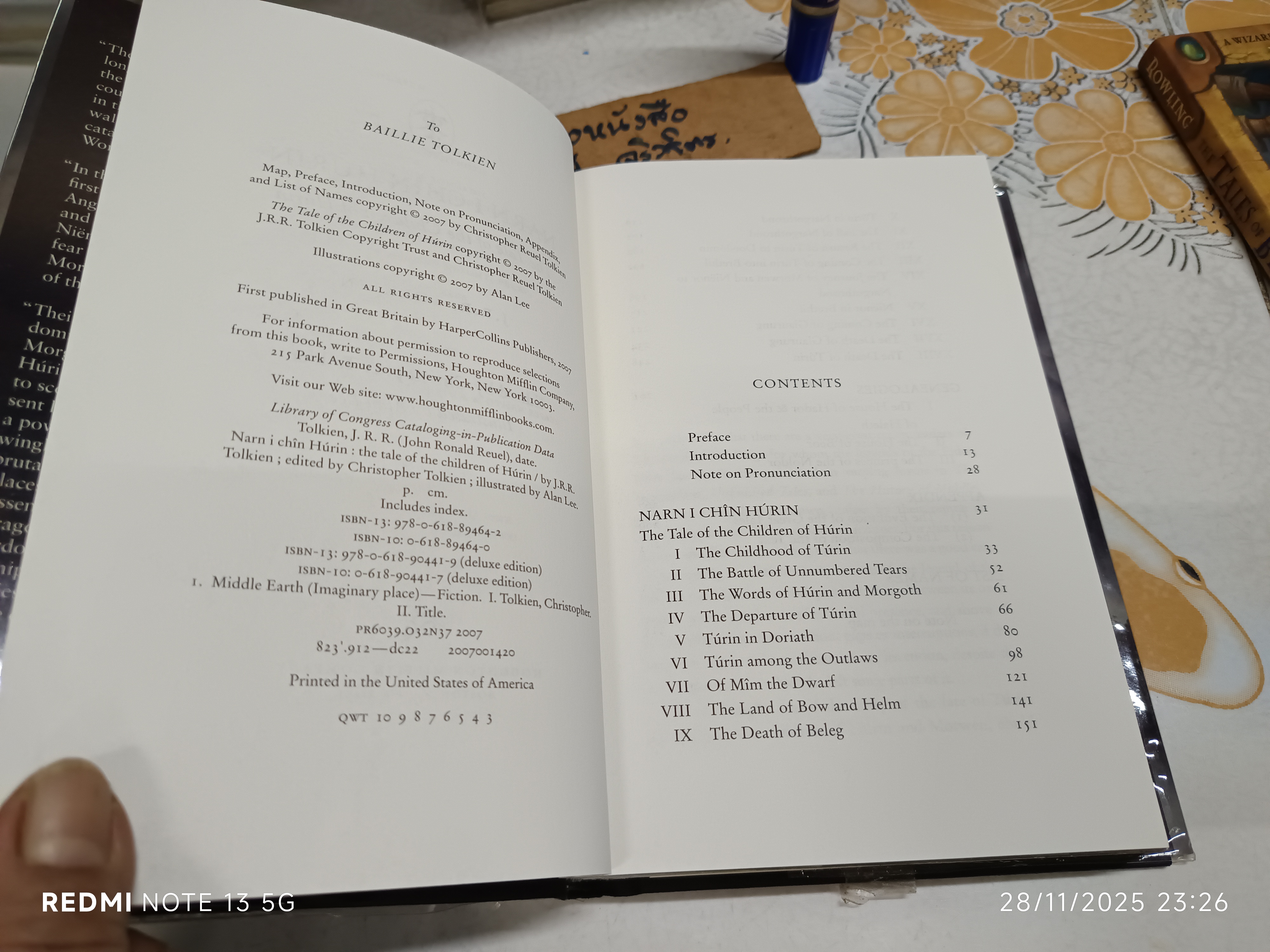 THE CHILDREN OF HURIN (Hardcover) Tolkien, J.R.R. พิมพ์ครั้งแรก 2007 **ฉบับภาษาอังกฤษ