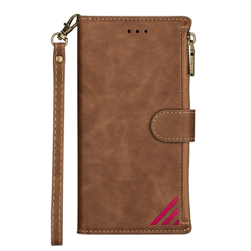 Case Samsung Galaxy A72 / A72 5G #เคสฝาพับหนัง PU มีช่องซิปมีที่เสียบการ์ด สายคล้องมือ Card Slots Luxury Flip Stand Card Zipper Phone Leather Wallet Cover