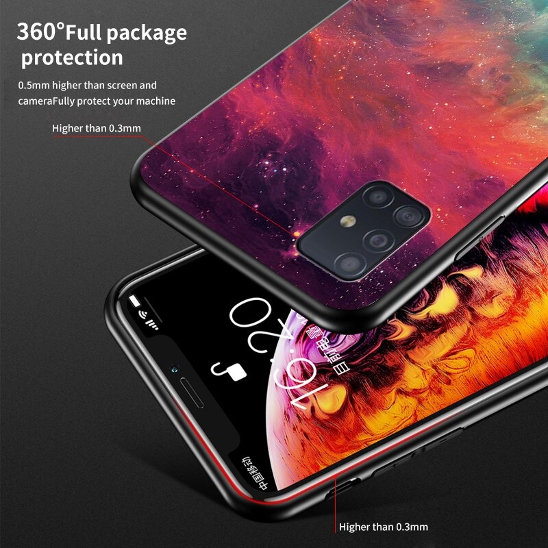 Case Samsung Galaxy A71 5G #เคสฝาหลัง Gradient Color Glass + PC + TPU Hybrid Case