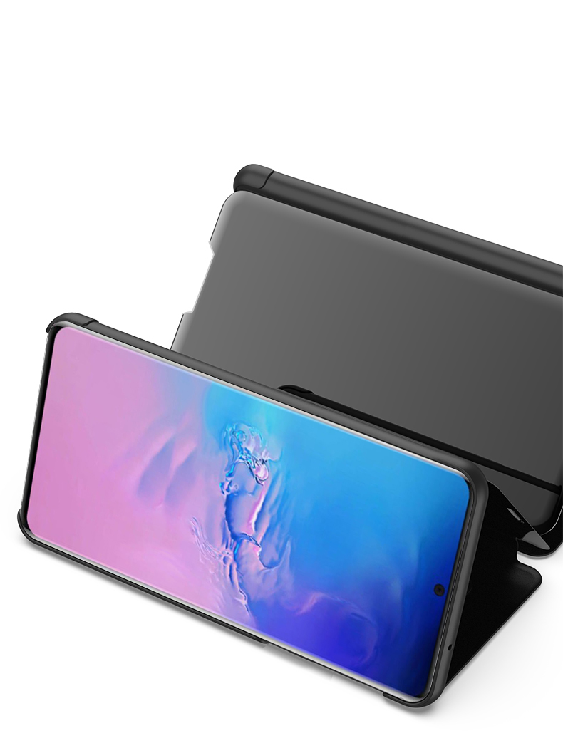 เคส Samsung Galaxy S20 Ultra / S20 Ultra 5G #เคสฝาพับปกโปร่งแสงผิวเงา Electroplating Mirror Surface Window