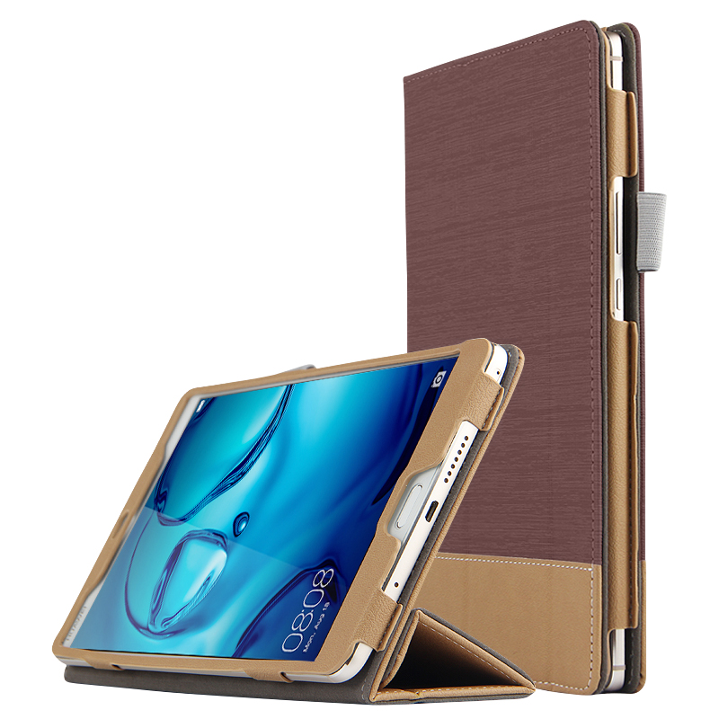 Case Huawei MediaPad M3 8.4 นิ้ว #เคสฝาพับกระเป๋าสตางค์หนัง PU สมาร์ท 2 สี Bi-color Smart Stripe Leather Wallet