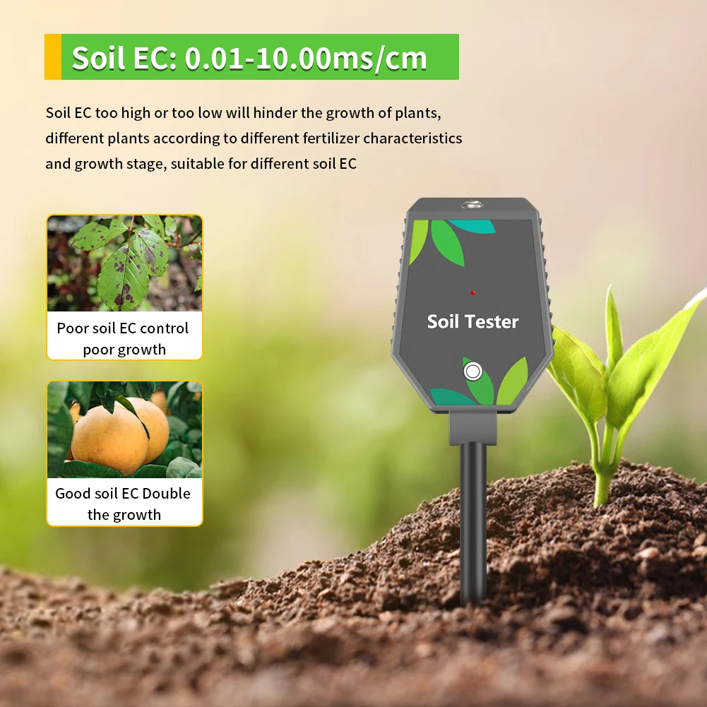 เซ็นเซอร์วัดค่าในดิน 6 IN 1 Multifunction Soil Meter Digital Ph Tester EC/Light/Moisture/Fertility Tester