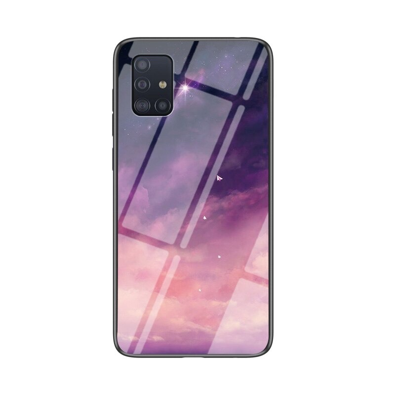 Case Samsung Galaxy M51 #เคสฝาหลัง Gradient Color Glass + PC + TPU Hybrid Case