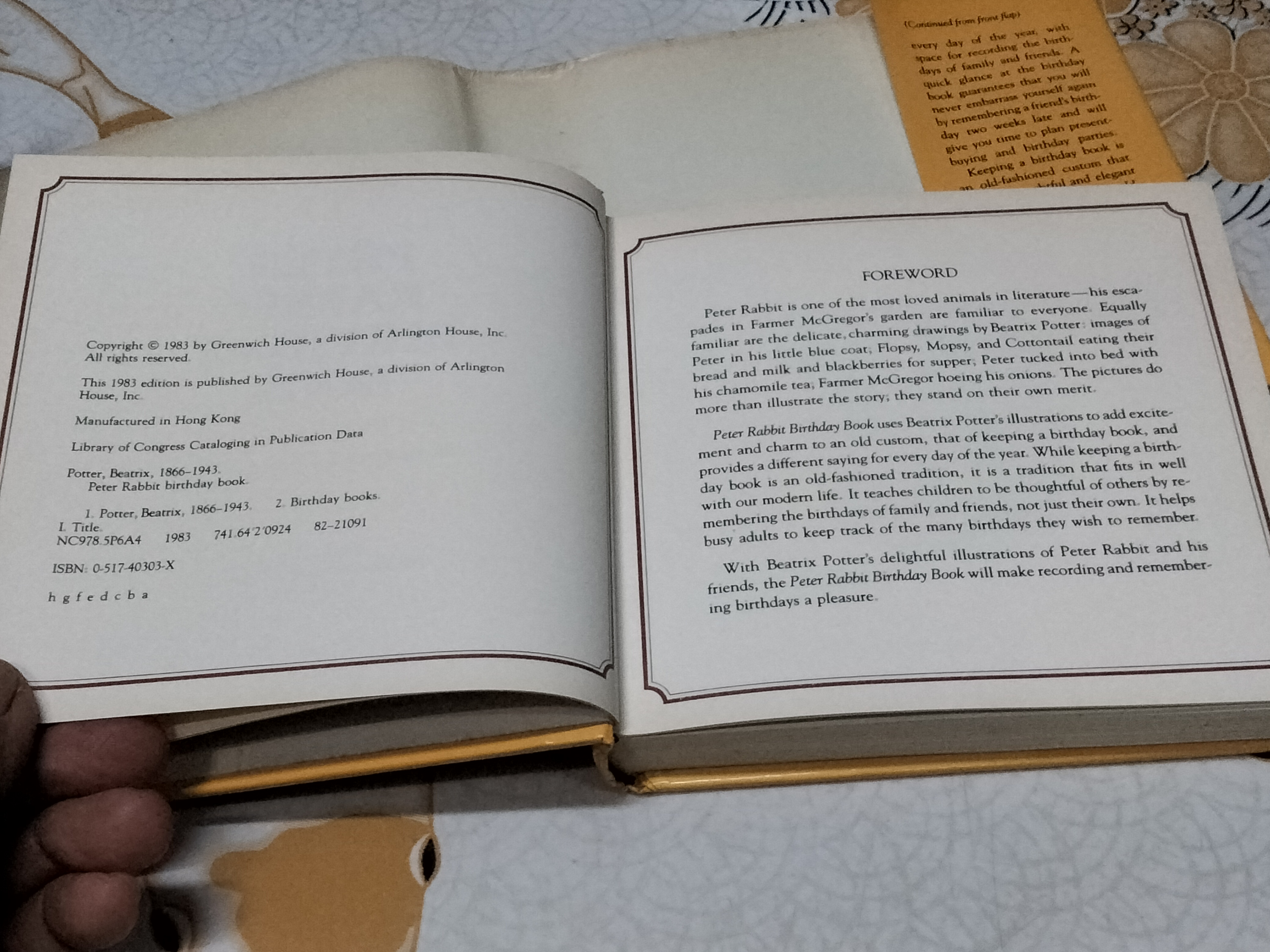 PETER RABBIT BIRTHDAY BOOK ILLUSTRATIONS BY BEATRIX POTTER