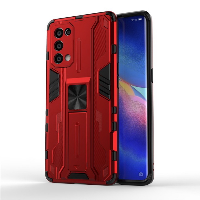เคส OPPO Reno 5 Pro 5G #เคสฝาหลังพลาสติก ไฮบริด TPU + Kickstand Case Armor Stlye TPU Soft Rubber