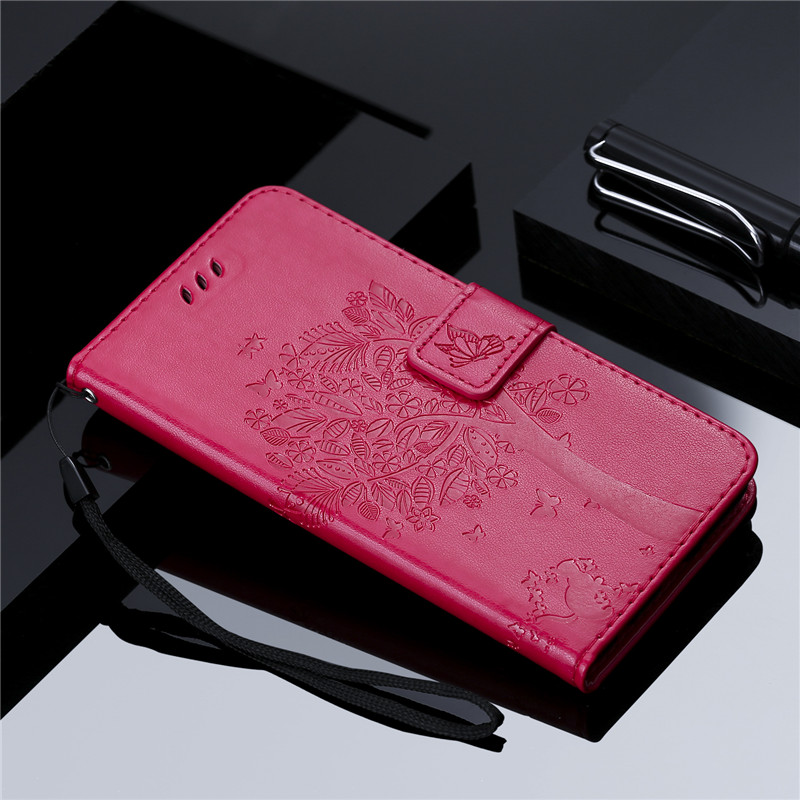Case iPhone 13 Pro Max#เคสฝาพับหนัง PU พิมพ์ลาย Imprint Cat and Tree Pattern Leather Protection Cover