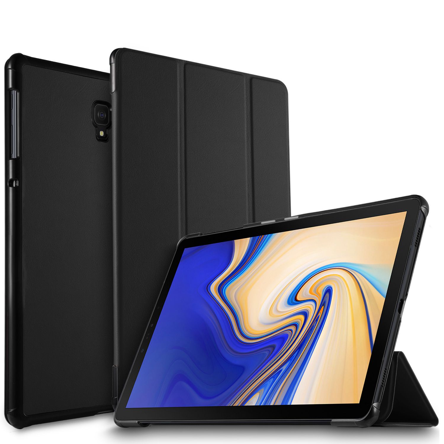 เคส Samsung Galaxy Tab S4 10.5 นิ้ว T830 T835 T837 #เคสฝาพับแบบ 3 พับ Tri-fold Stand PU Leather Wake /Sleep Protection
