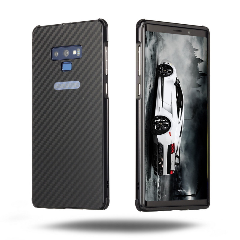 Case Samsung Galaxy Note 9 N960 #เคสฝาหลังกรอบโลหะ Electroplated + ฝาหลังพลาสติกผิวคาร์บอนไฟเบอร์
