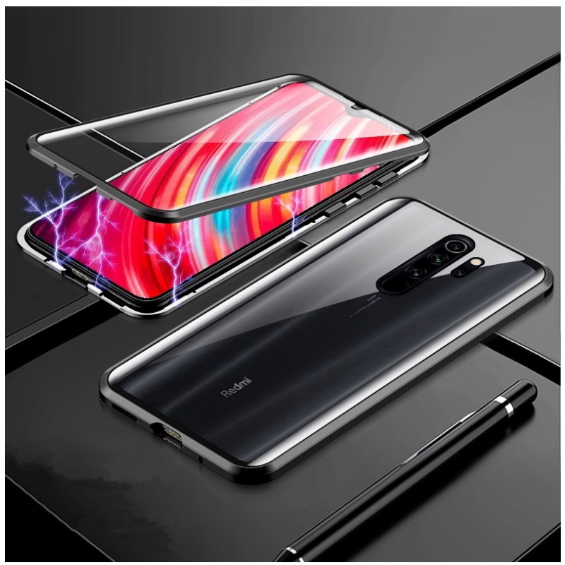 เคส Xiaomi Redmi Note 8 Pro #เคสฝาครอบกระจกขอบโลหะดูดซับแม่เหล็ก Fully Protection Magnetic Adsorption Glass Metal Phone Protective