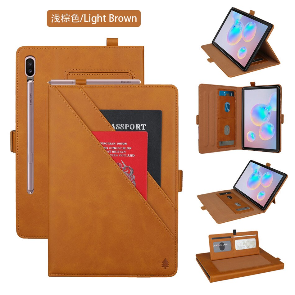 Case Samsung Galaxy Tab S7 11นิ้ว T870 T875 #เคสฝาพับหนัง PU ช่องเสียบการ์ดภายนอกและภายใน Flip Card Slots Stand Leather