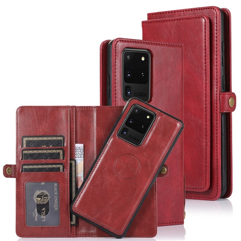 เคส Samsung Galaxy S20 Ultra / S20 Ultra 5G #เคสหนังฝาพับสไตล์กระเป๋าสตางค์ PU Wallet Split Leather 2 in 1 Card Slot + Money slot + Magnetic Separable Shell