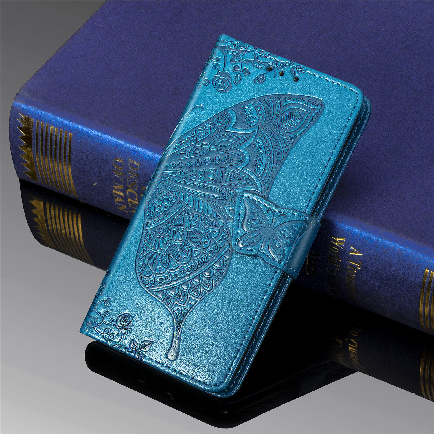 เคส OPPO Reno 4 Pro 5G #เคสฝาพับ Imprint ลายผีเสื้อดอกไม้