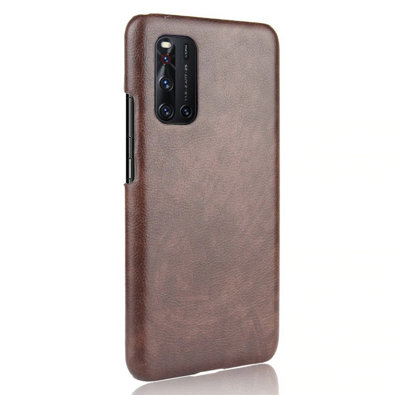 เคส Vivo V19 #เคสฝาหลังพลาสติกแข็งเคลือบหนัง PU ลายผิวลิ้นจี่ Litchi Skin Leather Coated