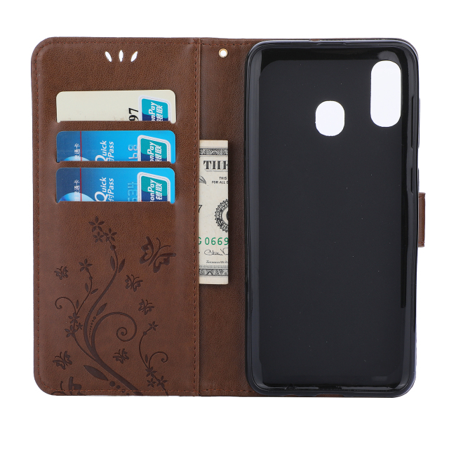 Case Samsung Galaxy A30 / A20 #เคสฝาพับลายผีเสื้อดอกไม้สีสันสดใส