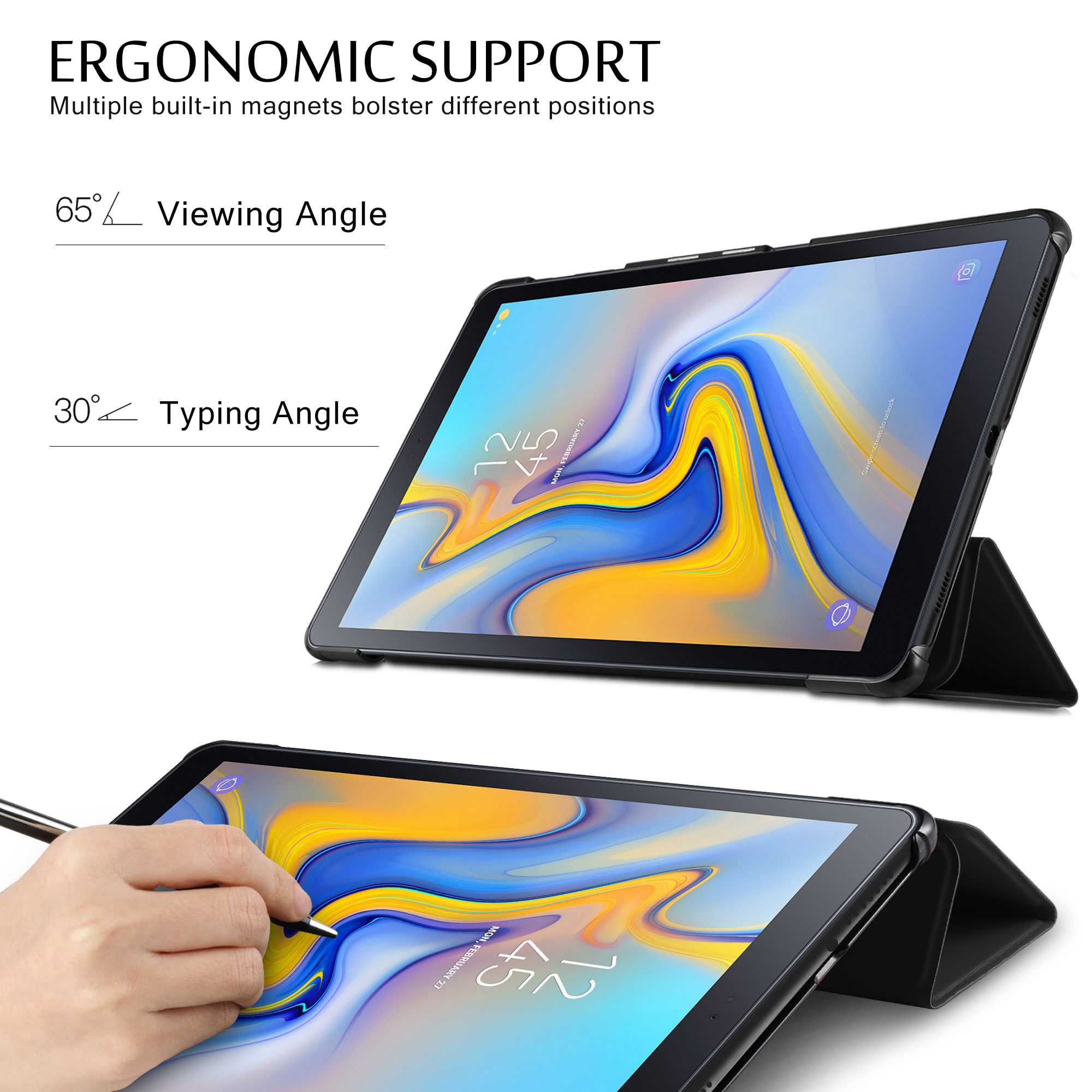 เคส Samsung Galaxy Tab A 10.5 (2018) T590 T595 #เคสฝาพับแบบ 3 พับ Tri-fold Stand Smart PU Leather Protector