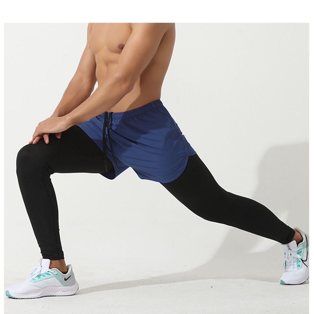 กางเกงออกกำลังกาย 2-in-1 ซัปในขายาว ฟิตเนส วิ่งมาราธอน Men Running (F38)