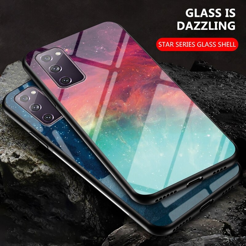 เคส Samsung Galaxy Note 20 / Note 20 5G #เคสฝาหลัง Gradient Color Glass + PC + TPU Hybrid Case