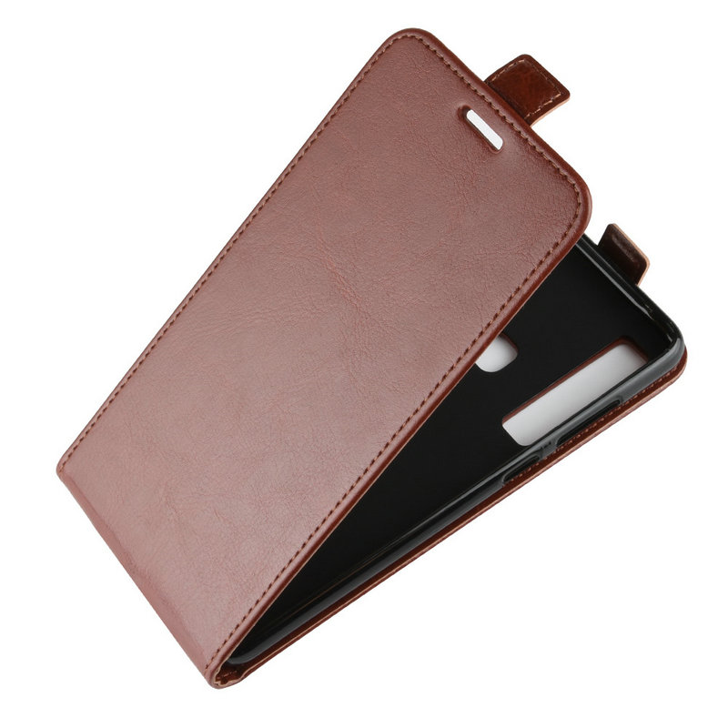 Case Samsung Galaxy A9 (2018) #เคสฝาพับหนัง PU Crazy Horse แนวตั้ง พร้อมช่องเสียบการ์ด