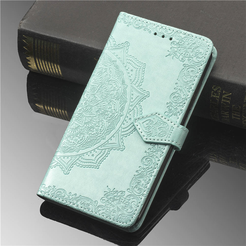 Case Samsung Galaxy A80 #เคสฝาพับหนัง PU ผิวลายนูน Embossed Mandala Flower Leather Wallet