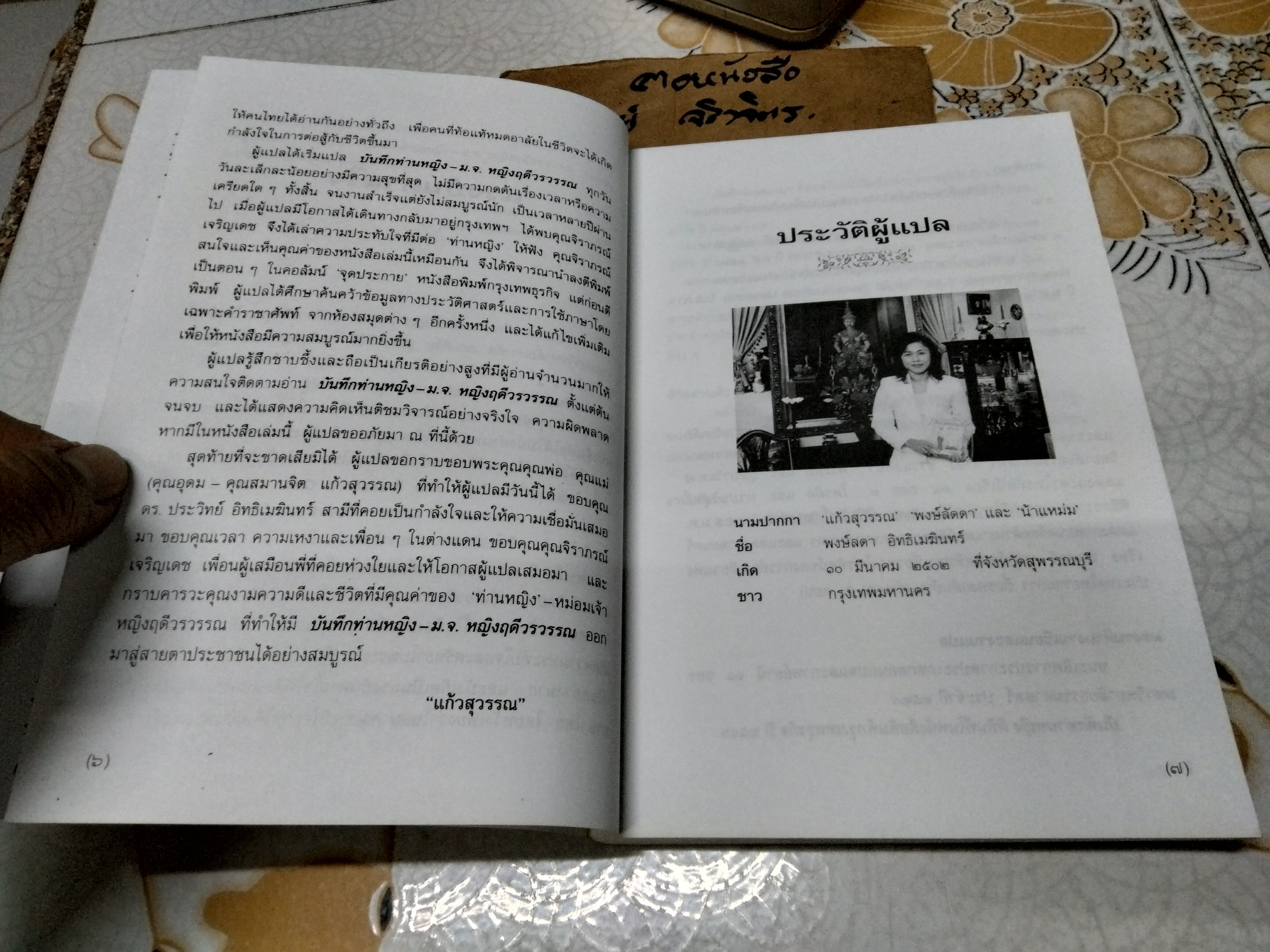 บันทึกท่านหญิง ม.จ. หญิงฤดีวรวรรณ เขียน แก้วสุวรรณ แปล (พงษ์ลดา อิทธิเมฆินทร์) สำนักพิมพ์ดับเบิ้ลนายน์ พิมพ์ครั้งแรก พ.ศ. 2544 **สินค้าหมด**