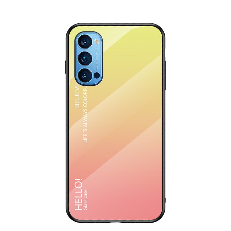 เคส OPPO Reno 4 Pro 5G #เคสฝาหลัง Gradient Color Glass + PC + TPU Hybrid Case