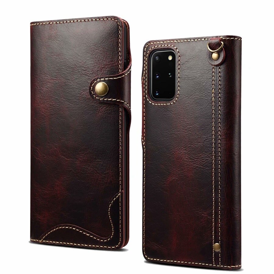 เคส Samsung Galaxy Note 20 / Note 20 5G #เคสฝาพับหนังแท้พร้อมสายคล้อง Genuine Wallet Leather Phone Cover with Lanyard